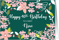 Niece 40th Birthday Green Flowers card
