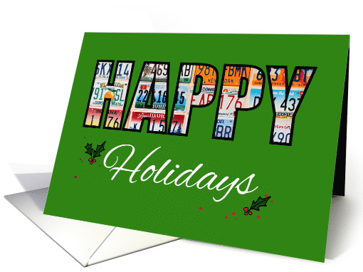 Happy Holidays Across the Miles License Plates card (1585300)