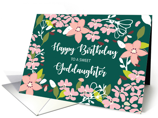 Goddaughter Birthday Green Flowers card (1585728)