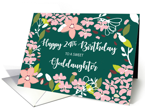 Goddaughter 24th Birthday Green Flowers card (1585734)