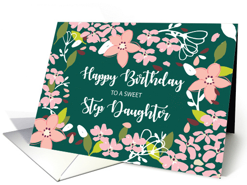 Step Daughter Birthday Green Flowers card (1585928)