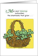 St. Patrick’s Day Blessings with Shamrocks in Basket Good Luck card