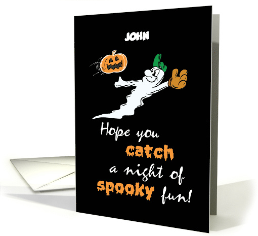 Grandson Halloween Baseball Ghost Customizable Name card (1586830)