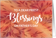 Priest Blessings Fathers Day Leaves on Sunburst Watercolor Effect card