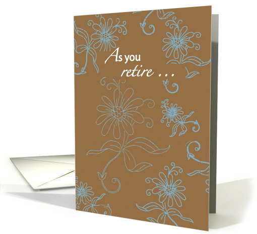 Retirement Congratulations Blue Floral on Brown card (169590)