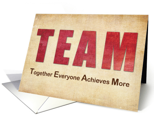 Teamwork Thanks to Business Employees Red Textured Look Letters card