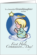 Granddaughter First Communion with Angel Star and Cloud Best Wishes card