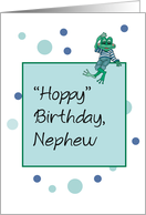 Nephew Birthday with Frog Wearing Jeans card