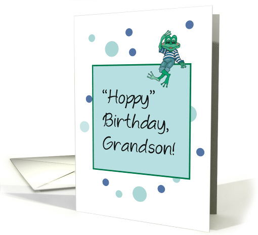 Grandson Birthday Frog Wearing Jeans card (174504)