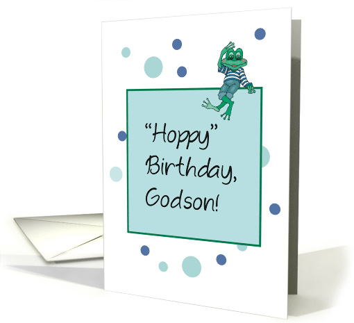 Godson Birthday with Frog in Jeans card (174510)