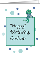 Godson Birthday with Frog in Jeans card