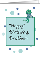 Brother Birthday with Frog in Jeans card