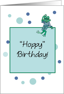 Birthday with Funny Frog in Jeans card