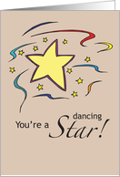 Good Luck to Dancer with Star and Streamers card
