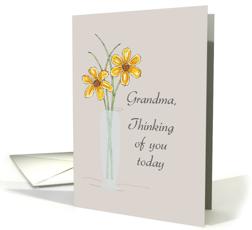 Grandma Thinking of You with Yellow Flowers in Vase card (175170)
