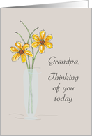 Thinking of You for Grandpa with Yellow Flowers in Vase Illustration card