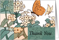 Thank You with Illustration of Butterflies and Flowers card