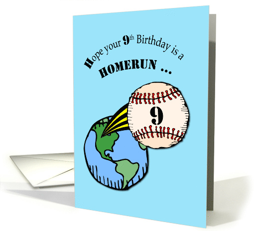 Happy 9th Birthday with Baseball Home Run Out of this World card