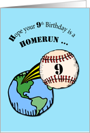 Happy 9th Birthday with Baseball Home Run Out of this World card