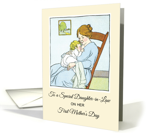 Daughter In Law First Mothers Day Vintage Image Mother with Baby card
