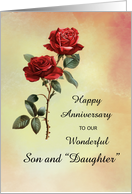 Son and Daughter in Law Wedding Anniversary With Red Roses card