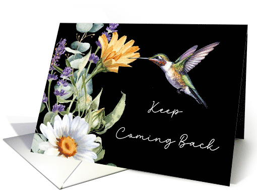 12 Step Recovery Encouragement with Hummingbird and Wildflowers card