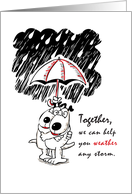 12 Step Recovery Encouragement with Dogs under the Rain card