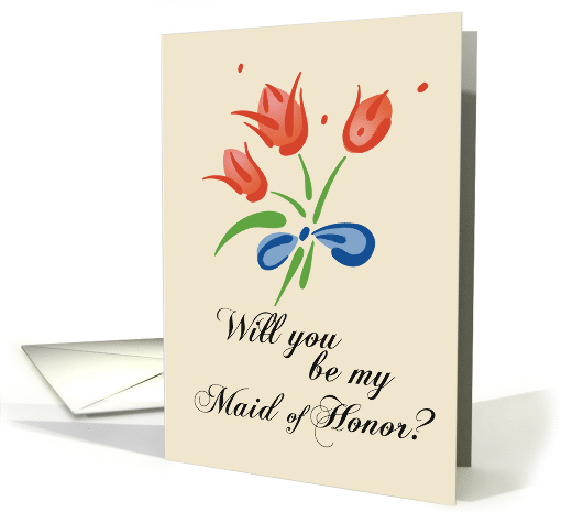 Maid of Honor with Red Flowers card (187884)