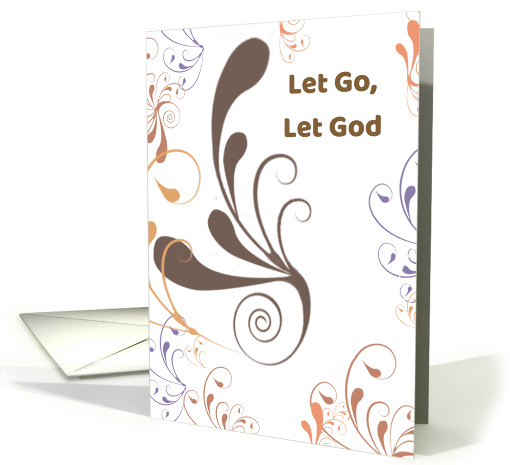 Recovery Birthday Let Go Let God Brown Swirls card (193847)