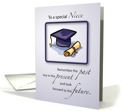Graduation Congratulations for Niece with Diploma and Cap card
