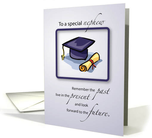 Graduation Congratulations for Nephew with Cap and Diploma card