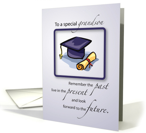 Grandson Graduation Congratulations with Cap and Diploma card (203787)