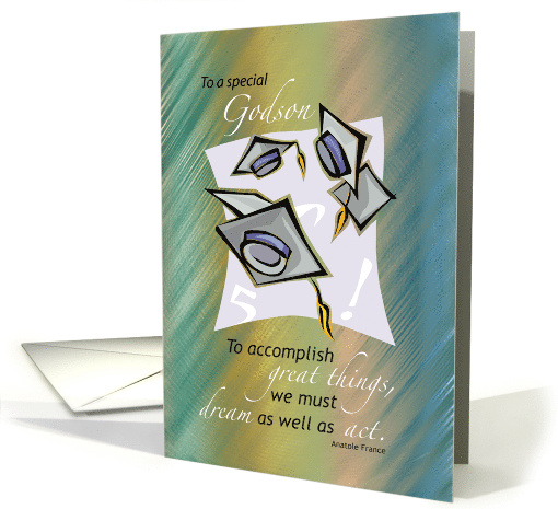 Graduation congratulations for Godson Accomplishment Caps in air card