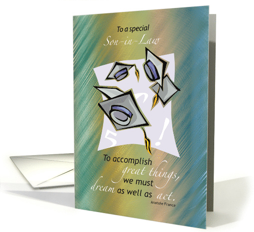 Son in Law Graduation Congratulations With Hats in Air card (204171)