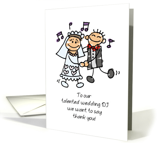 DJ Wedding Reception Thank You with Stick Figures card (209088)