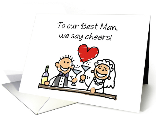 Best Man Thank You Wedding Stick Figures card (209098)
