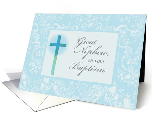 Great Nephew Baptism Congratulations Cross and Lace card (218137)