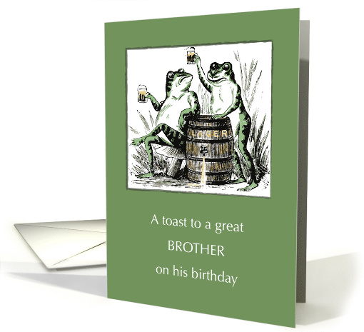 Brother Birthday with Humorous Frogs Toasting with Beer card (226641)