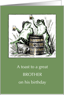 Brother Birthday with Humorous Frogs Toasting with Beer card