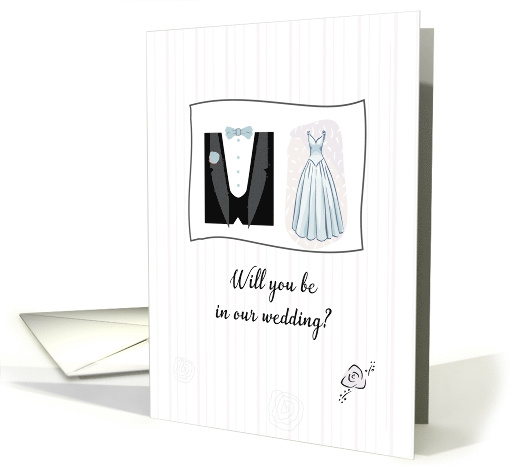 Will you be in our Wedding Invitation with Bridal Gown and Tuxedo card