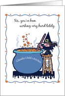 Halloween for Sister with Witch and Pot card