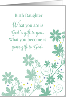 Birth Daughter Religious Birthday Gift of God Flowers and Swirls card