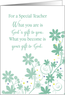 Teacher Religious Birthday Gift of God Flowers and Swirls card