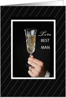 Best Man Thank You with Champagne Toast on Black card