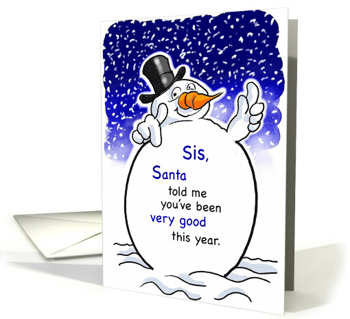 Sister Snowman Santa Christmas Humor Holiday card (255360)