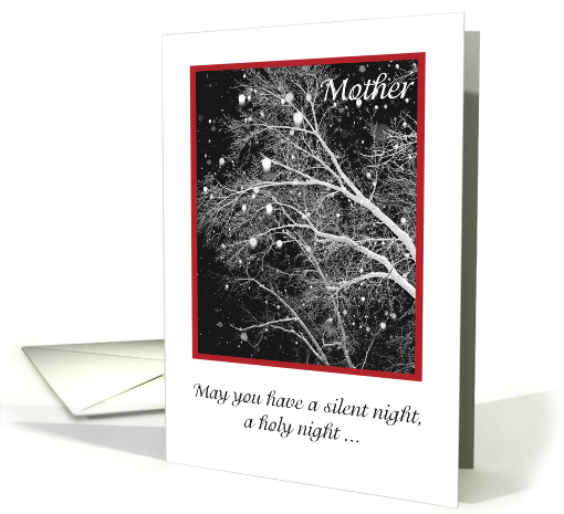 Mother Silent Holy Night Snow Scene Black White Red Christmas card