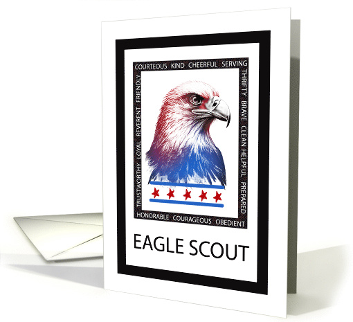 Congratulations For Eagle Scout With Eagle Face Virtues Of Scouting Card
