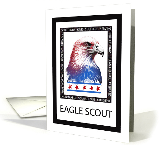 Congratulations for Eagle Scout with Eagle Face and Virtues card