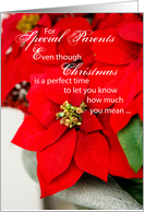 Parents Poinsettia Seasons Greetings Christmas card