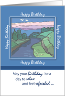 Happy Birthday with Countryside Illustration Religious card
